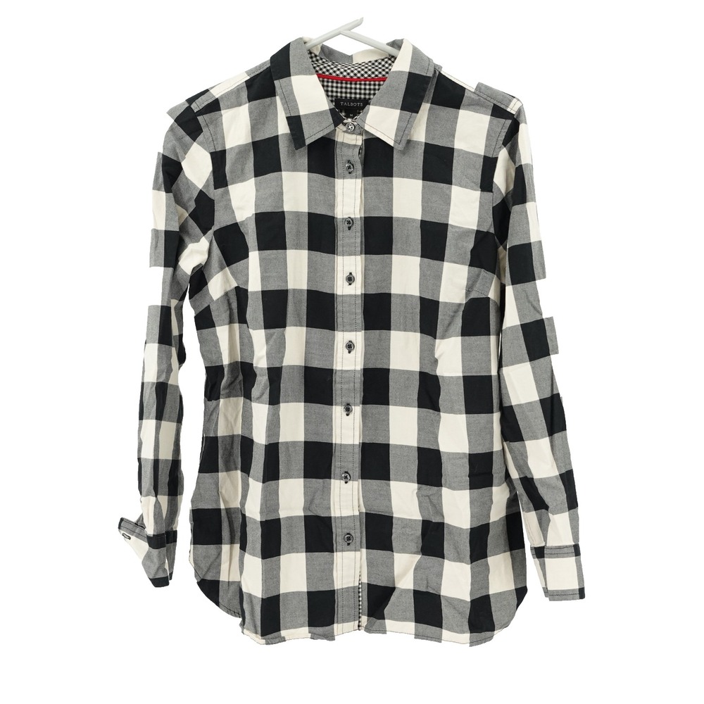 Talbots Button Up Shirt SZ M Plaid Workleisure Workwear Elevated Casual Classic